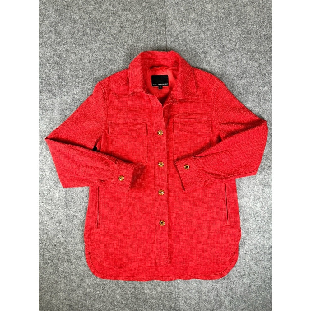 Banana Republic Oversized Baggy Red Women's S Shacket Jacket Coat Overcoat Layer